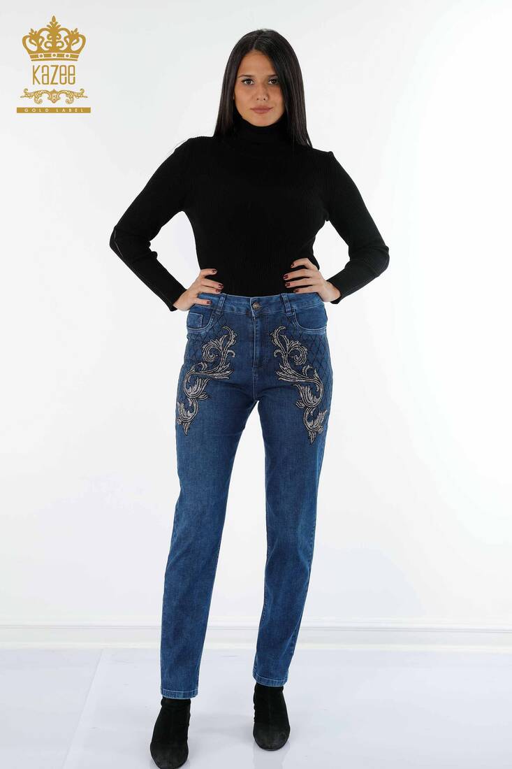 Women's Jeans Patterned Blue - 3542 | KAZEE