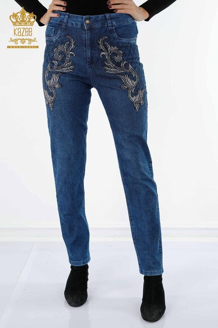 Women's Jeans Patterned Blue - 3542 | KAZEE - Thumbnail