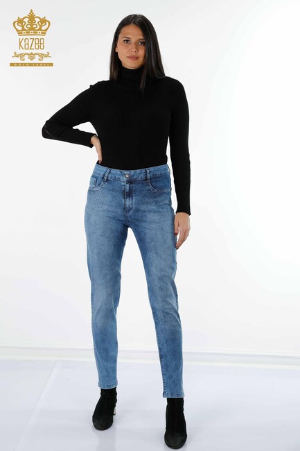 Women's Jeans Pocket Detailed Navy Blue - 3483 | KAZEE - Thumbnail