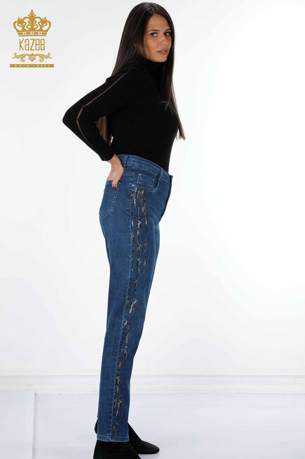 Women's Jeans Pocket Detailed Navy Blue - 3544 | KAZEE - Thumbnail