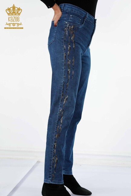 Women's Jeans Pocket Detailed Navy Blue - 3544 | KAZEE - Thumbnail