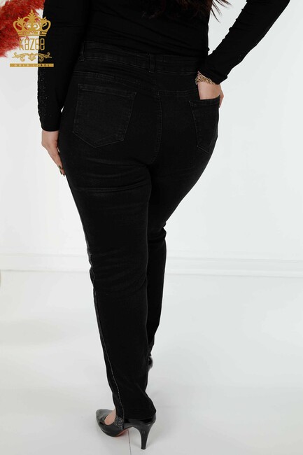 Women's Jeans Stone Embroidered Black - 3653 | KAZEE - Thumbnail