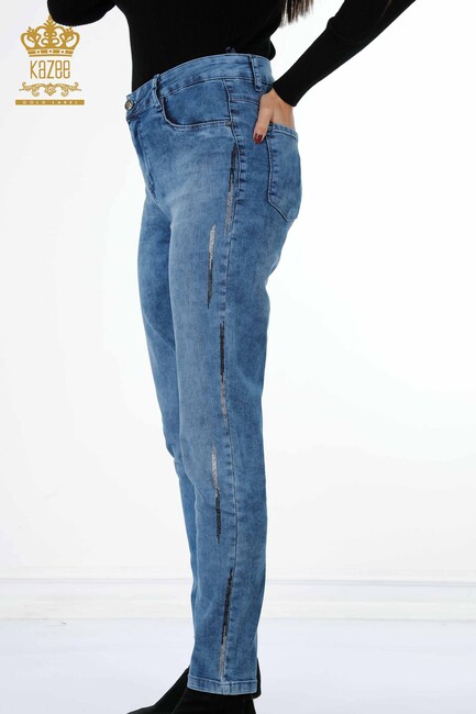 Women's Jeans Stone Embroidered Blue - 3552 | KAZEE - Thumbnail