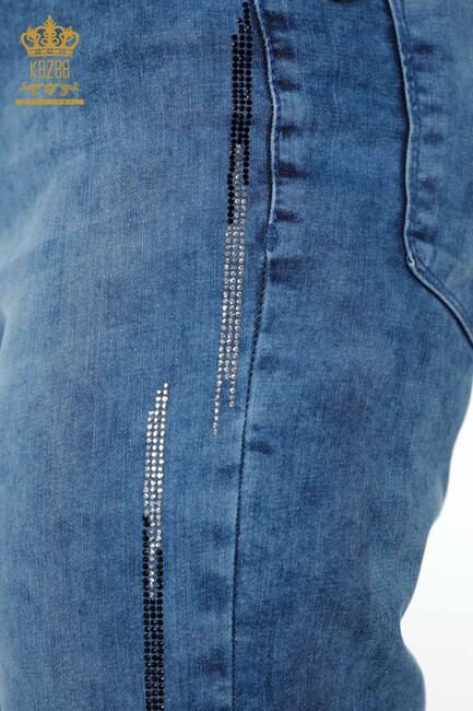 Women's Jeans Stone Embroidered Blue - 3552 | KAZEE - Thumbnail