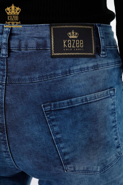 Women's Jeans Stone Embroidered Blue - 3552 | KAZEE - Thumbnail