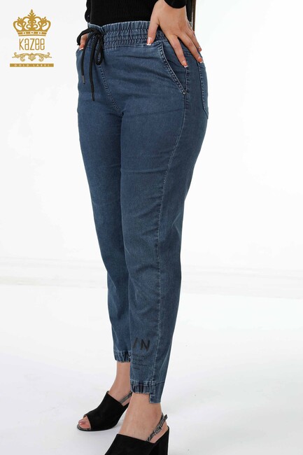 Women's Jeans Tie Detailed Blue - 3499 | KAZEE - Thumbnail