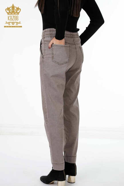 Women's Denim Trousers Tie Detailed Mink - 3499 | KAZEE - Thumbnail