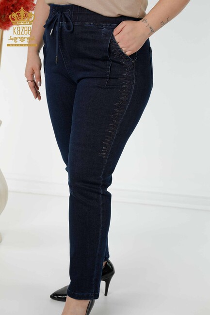 Women's Jeans Tied Navy Blue - 3654 | KAZEE - Thumbnail