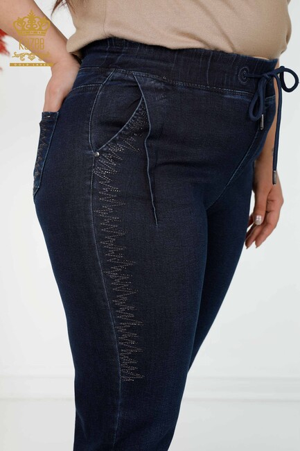 Women's Jeans Tied Navy Blue - 3654 | KAZEE - Thumbnail