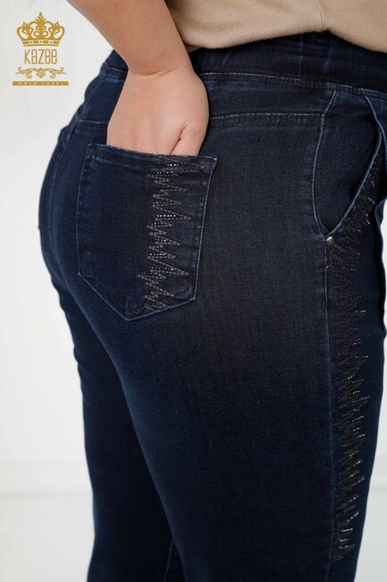 Women's Jeans Tied Navy Blue - 3654 | KAZEE - Thumbnail