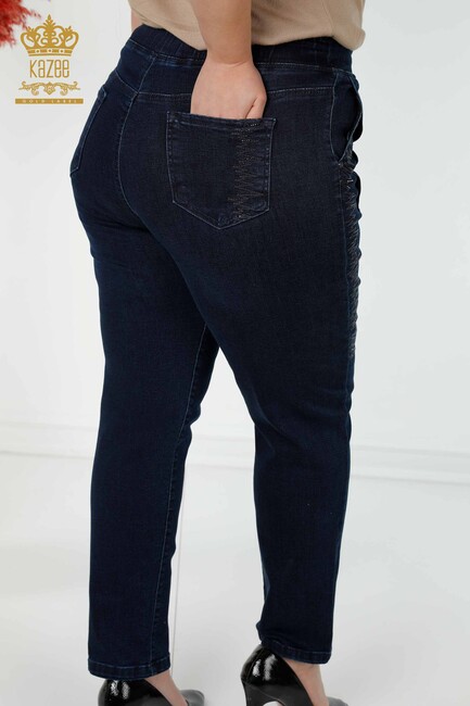 Women's Jeans Tied Navy Blue - 3654 | KAZEE - Thumbnail