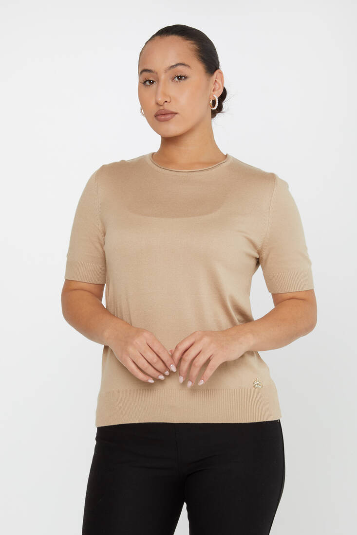 Women's Knitwear American Model Basic Beige - 16271 | KAZEE