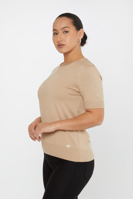 Women's Knitwear American Model Basic Beige - 16271 | KAZEE - Thumbnail