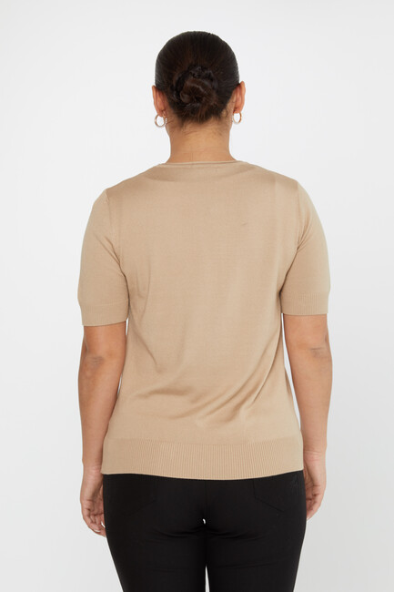 Women's Knitwear American Model Basic Beige - 16271 | KAZEE - Thumbnail