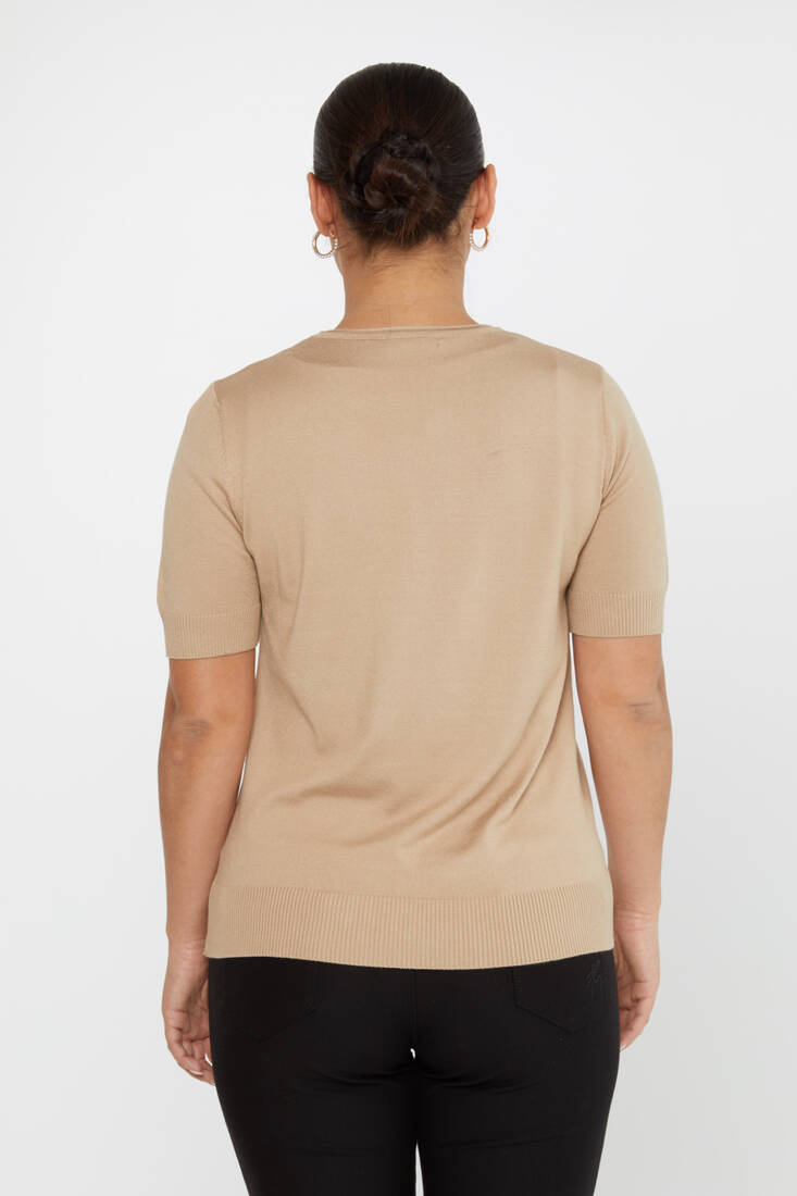 Women's Knitwear American Model Basic Beige - 16271 | KAZEE