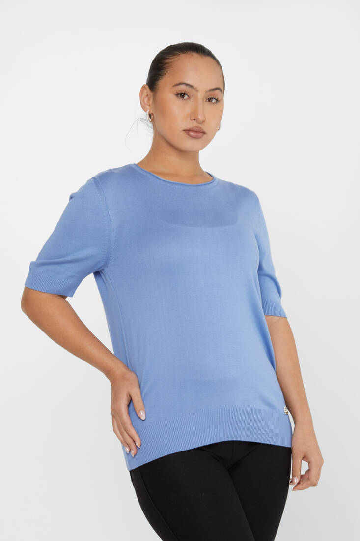 Women's Knitwear American Model Basic Blue - 16271 | KAZEE