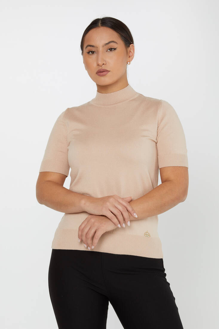 Women's Knitwear American Model Basic Bone - 14541 | KAZEE