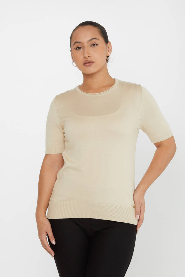 Women's Knitwear American Model Basic Bone - 16271 | KAZEE