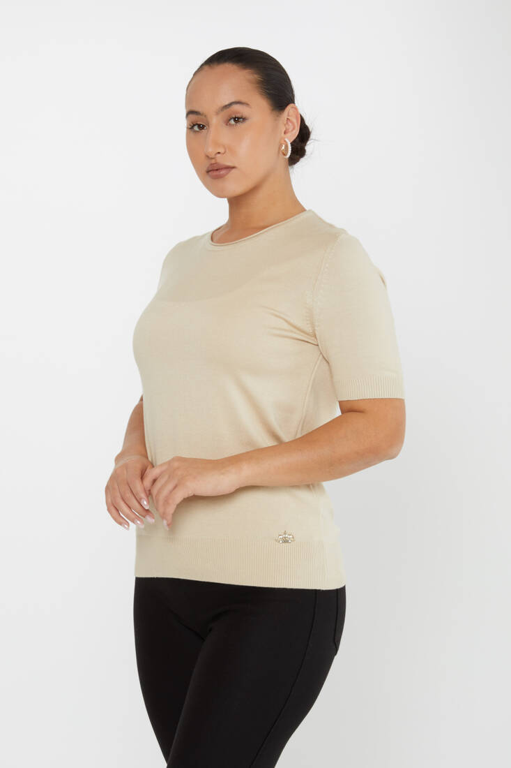 Women's Knitwear American Model Basic Bone - 16271 | KAZEE