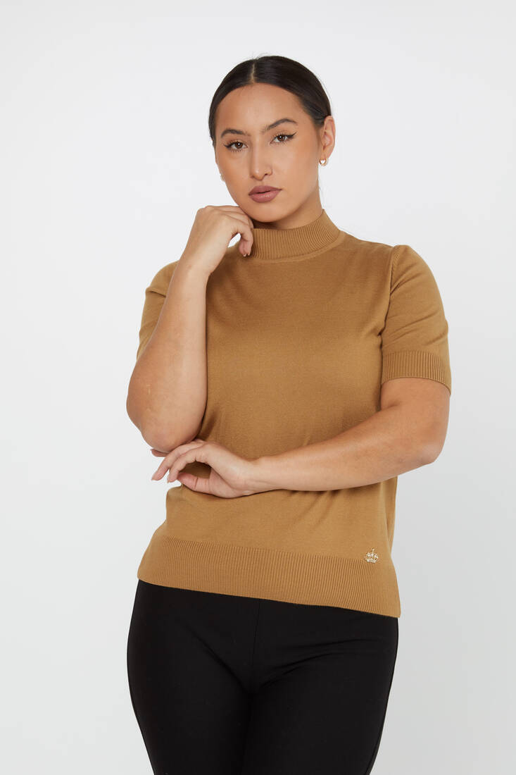 Women's Knitwear American Model Basic Camel - 14541 | KAZEE