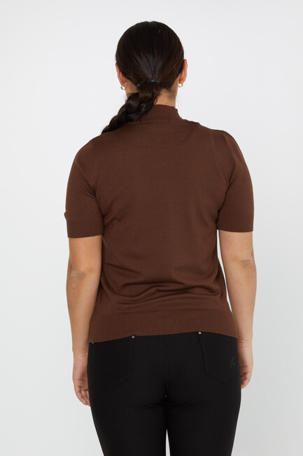 Women's Knitwear American Model Basic Brown - 14541 | KAZEE - Thumbnail