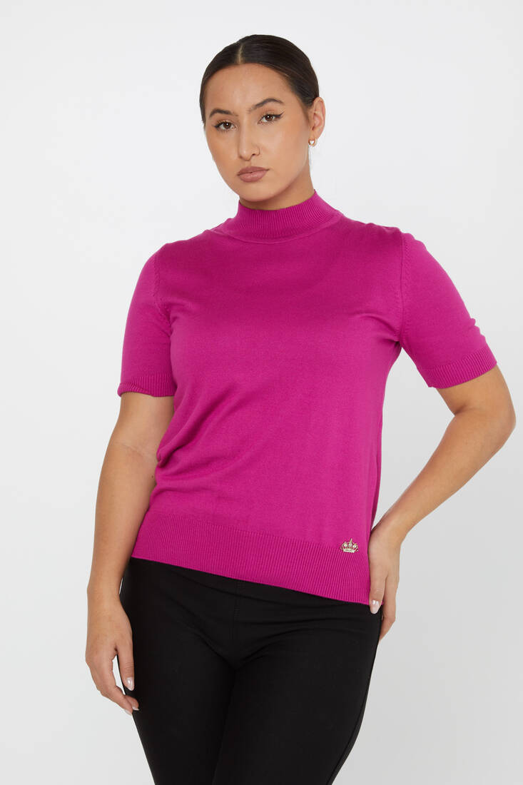 Women's Knitwear American Model Basic Dark Fuchsia - 14541 | KAZEE