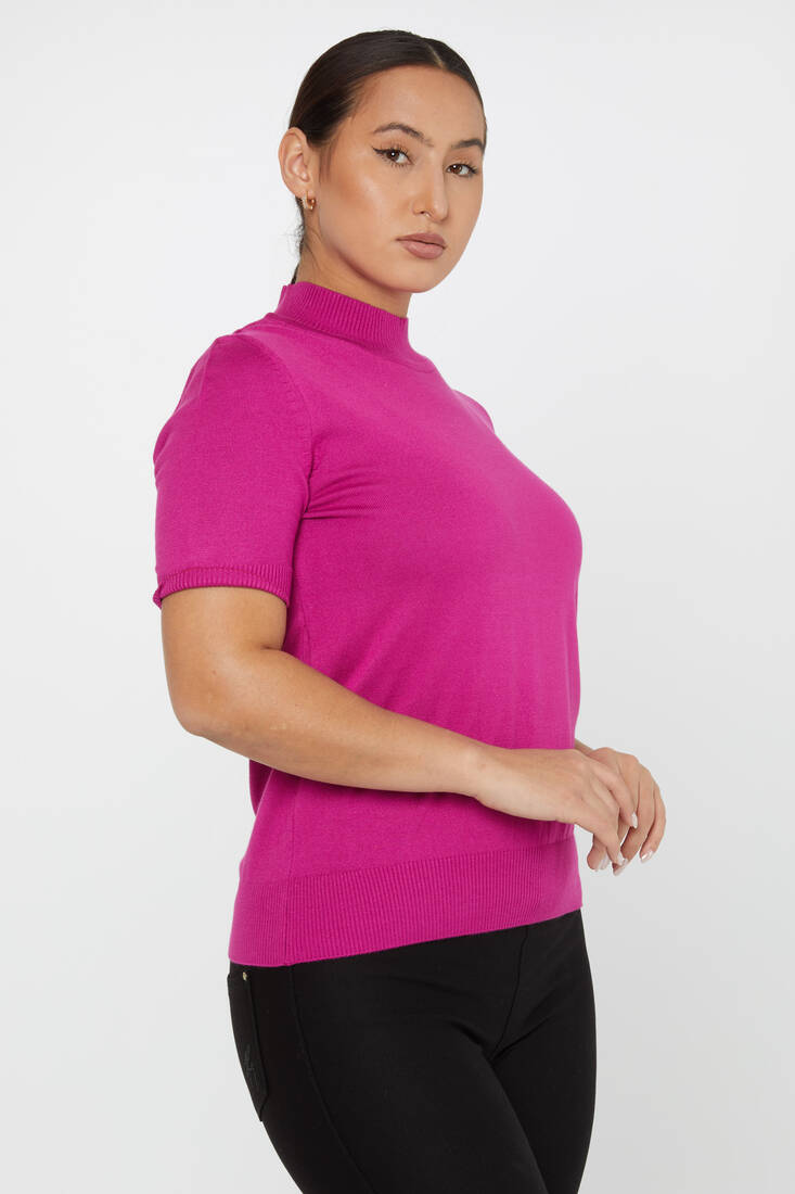 Women's Knitwear American Model Basic Dark Fuchsia - 14541 | KAZEE