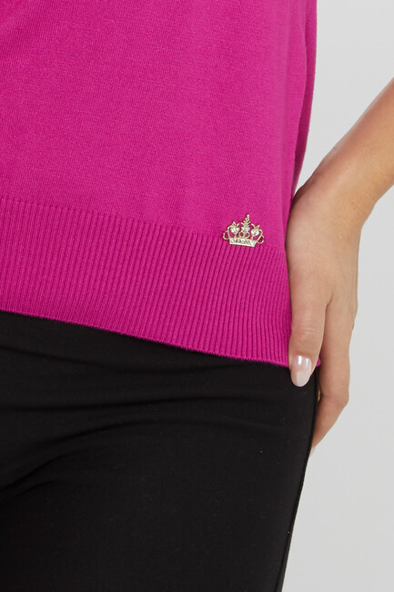 Women's Knitwear American Model Basic Dark Fuchsia - 14541 | KAZEE - Thumbnail