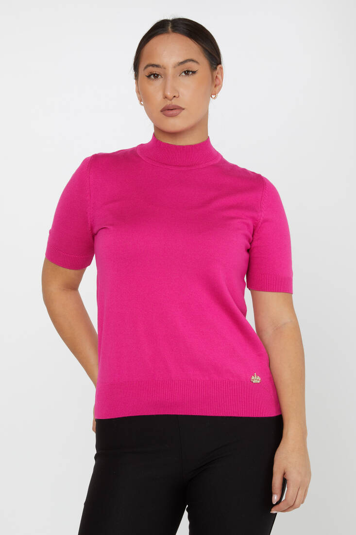 Women's Knitwear American Model Basic Fuchsia - 14541 | KAZEE