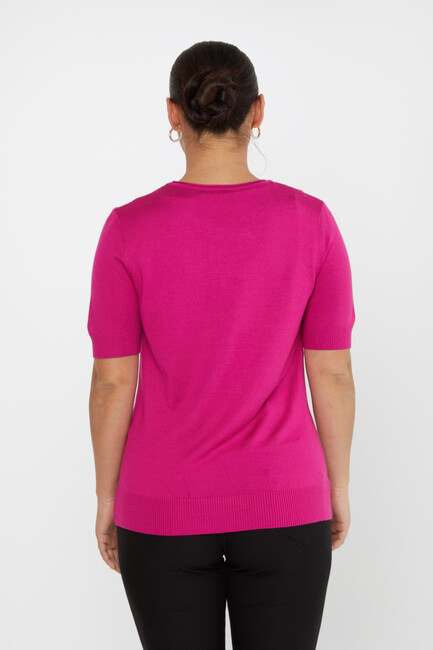 Women's Knitwear American Model Basic Fuchsia - 16271 | KAZEE - Thumbnail