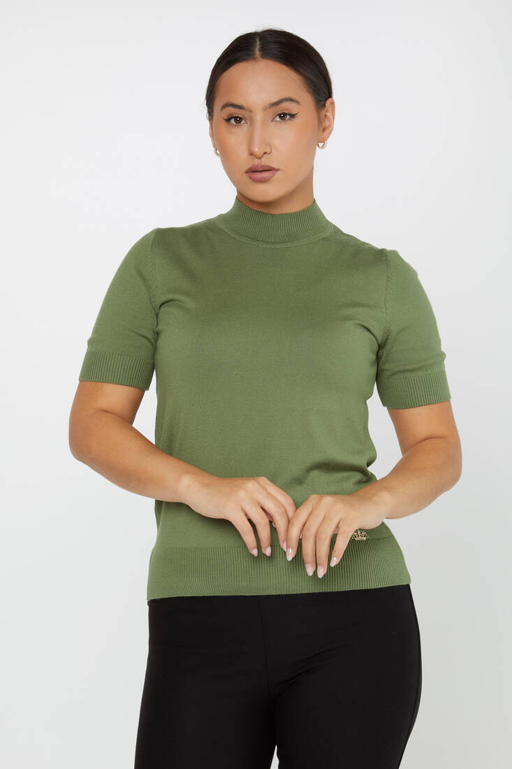 Women's Knitwear American Model Basic Khaki - 14541 | KAZEE