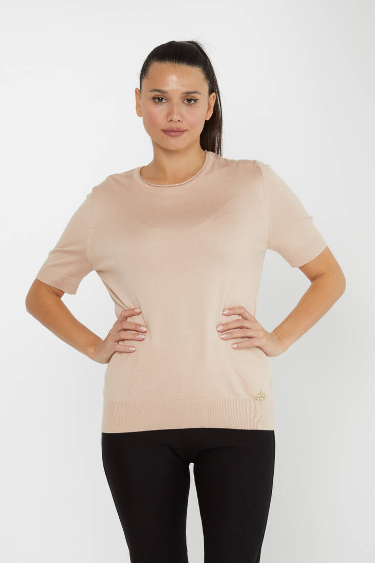 Women's Knitwear American Model Basic Light Beige - 16271 | KAZEE