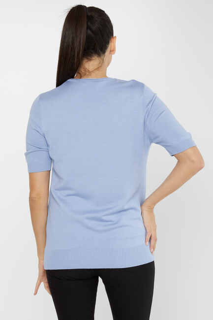 Women's Knitwear American Model Basic Light Blue - 16271 | KAZEE - Thumbnail