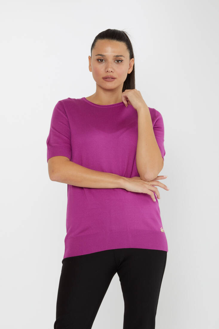 Women's Knitwear American Model Basic Lilac - 16271 | KAZEE