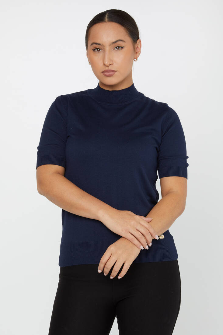 Women's Knitwear American Model Basic Navy Blue - 14541 | KAZEE