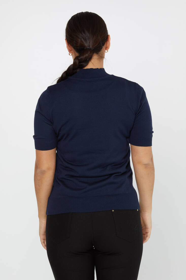 Women's Knitwear American Model Basic Navy Blue - 14541 | KAZEE