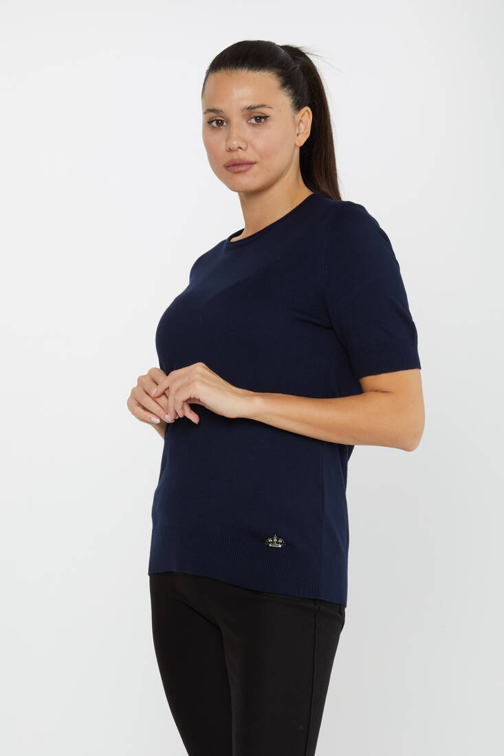 Women's Knitwear American Model Basic Navy Blue - 16271 | KAZEE