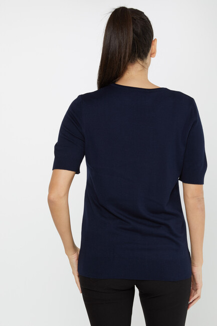 Women's Knitwear American Model Basic Navy Blue - 16271 | KAZEE - Thumbnail