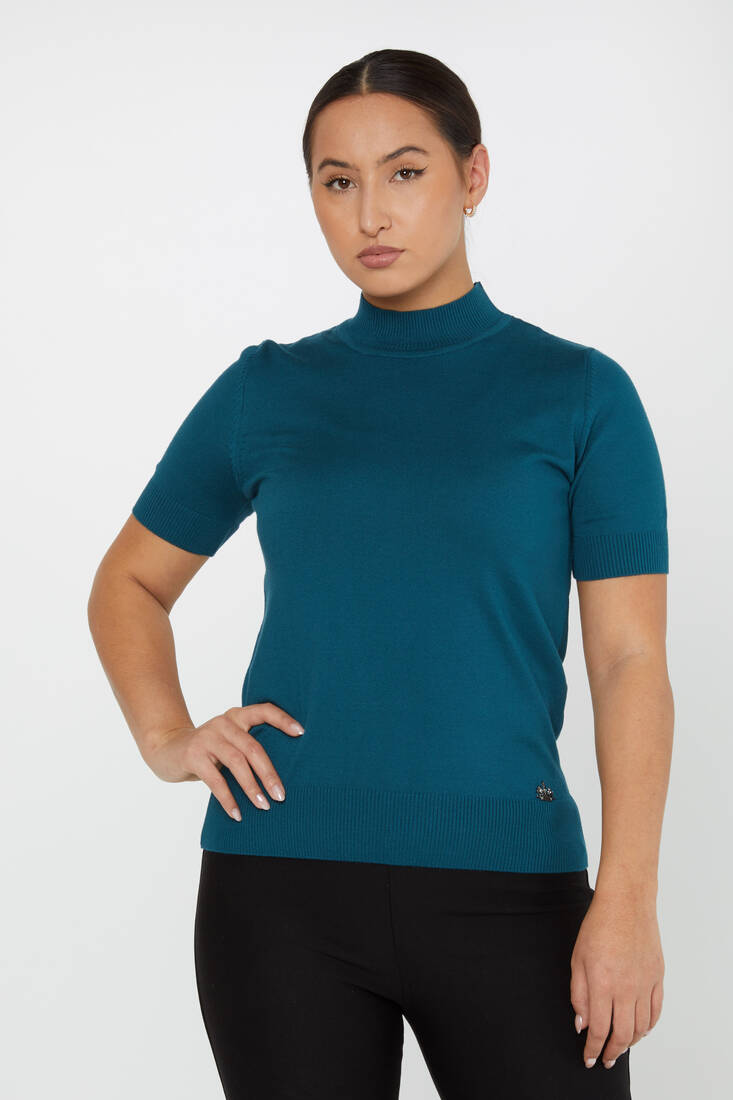 Women's Knitwear American Model Basic Petrol - 14541 | KAZEE