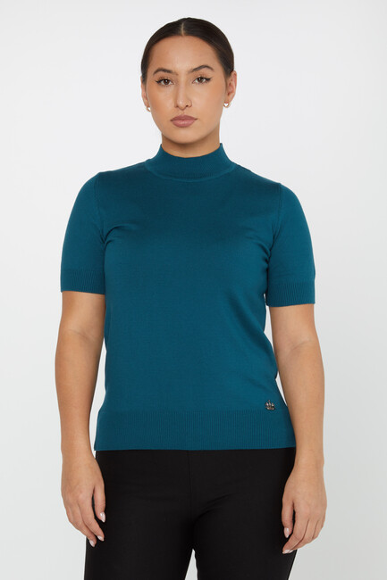 Women's Knitwear American Model Basic Petrol - 14541 | KAZEE - Thumbnail