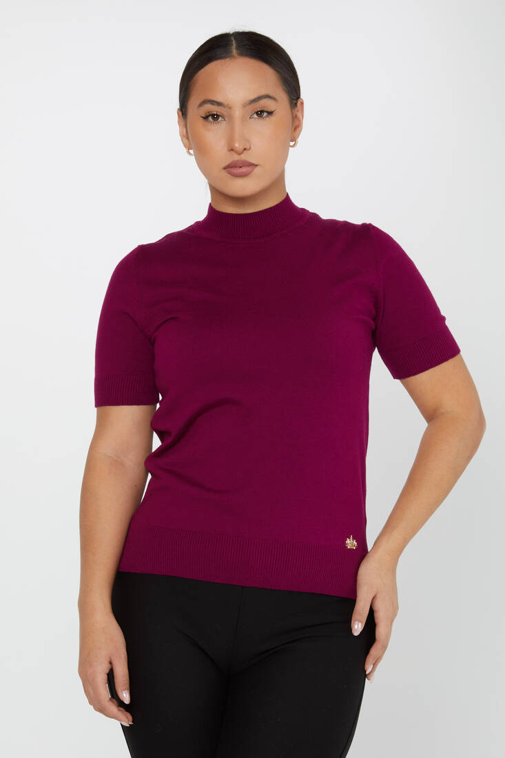 Women's Knitwear American Model Basic Purple - 14541 | KAZEE