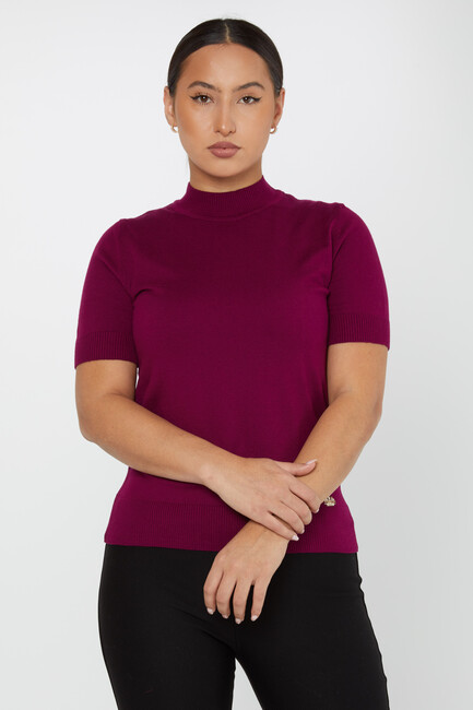 Women's Knitwear American Model Basic Purple - 14541 | KAZEE - Thumbnail