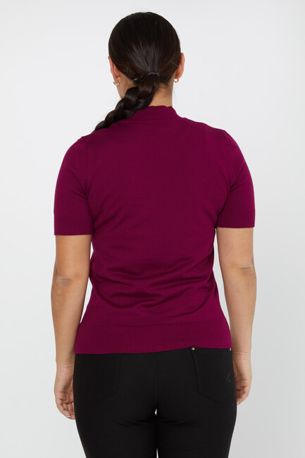 Women's Knitwear American Model Basic Purple - 14541 | KAZEE - Thumbnail