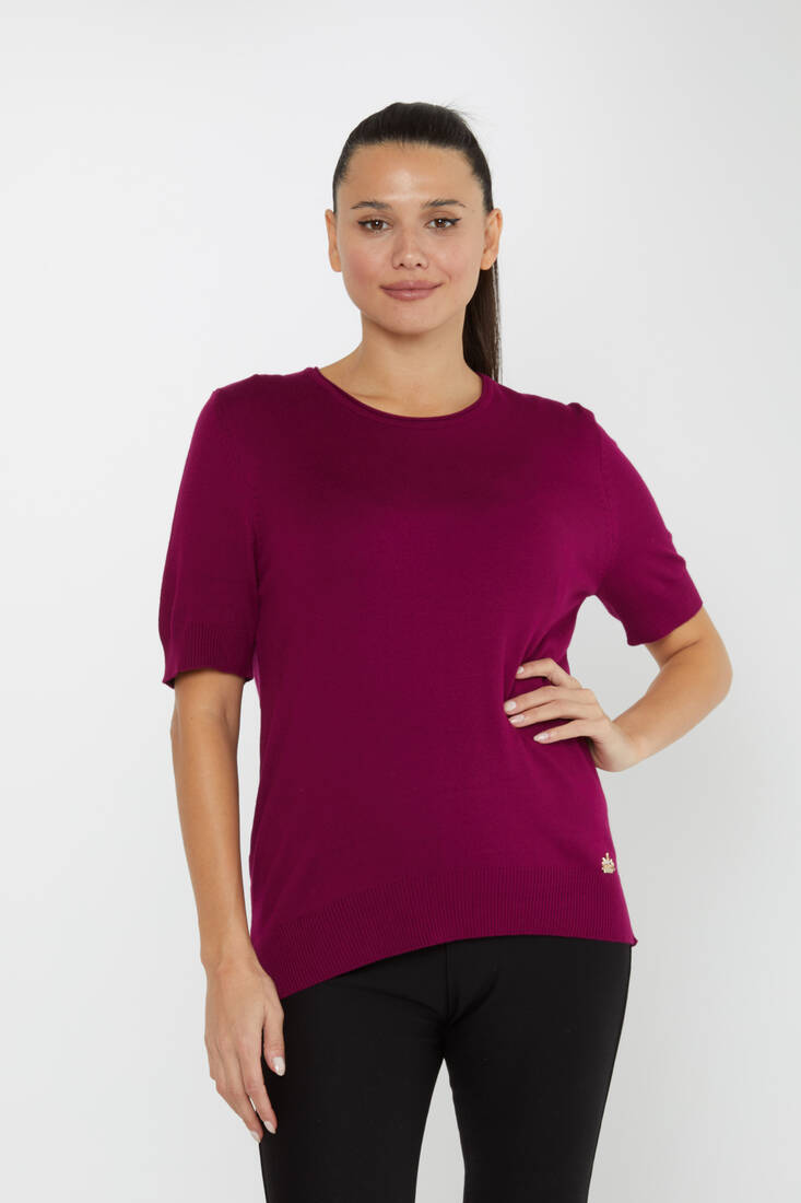 Women's Knitwear American Model Basic Purple - 16271 | KAZEE