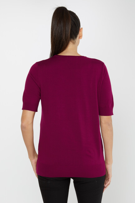 Women's Knitwear American Model Basic Purple - 16271 | KAZEE - Thumbnail