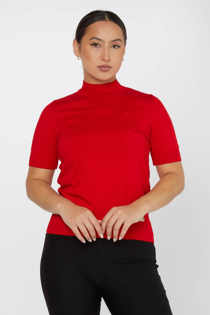 Women's Knitwear American Model Basic Red - 14541 | KAZEE