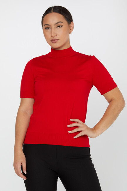 Women's Knitwear American Model Basic Red - 14541 | KAZEE - Thumbnail