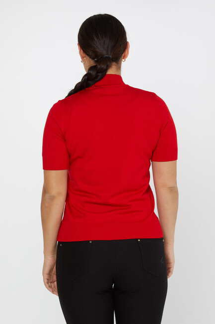 Women's Knitwear American Model Basic Red - 14541 | KAZEE - Thumbnail