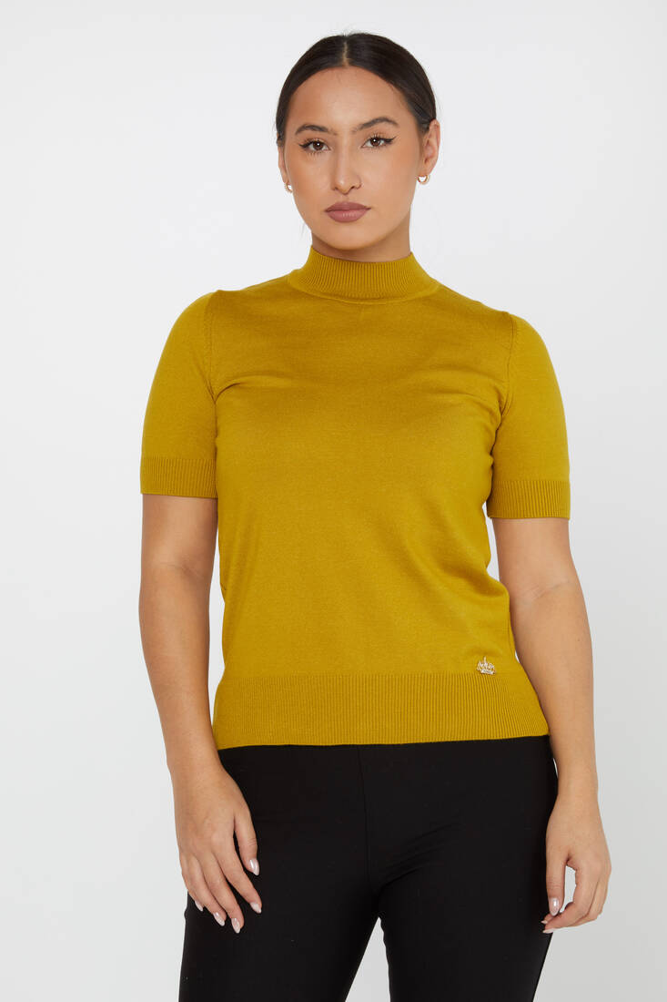 Women's Knitwear American Model Basic Saffron - 14541 | KAZEE