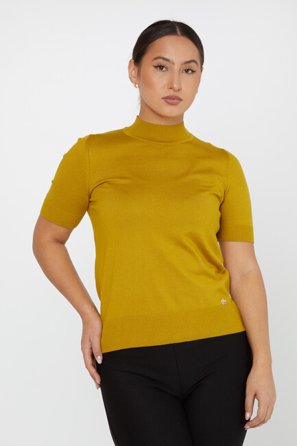 Women's Knitwear American Model Basic Saffron - 14541 | KAZEE - Thumbnail